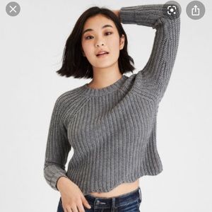 American Eagle grey scalloped sweater
